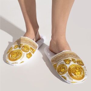 Versace unisex Medusa baroque barocco logo terry cloth hotel slides NEW